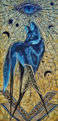 Scientia vincere tenebras
Холст, акрил, тушь, поталь, 30*60, 2022. В частной коллекции.
